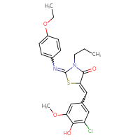 Chemical structure of 5-[(3-chloro-4-hydroxy-5-methoxyphenyl)methylidene]-2-[(4-ethoxyphenyl)imino]-3-propyl-1,3-thiazolidin-4-one - CSSB00121643387