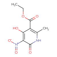 Chemical structure of ethyl 4-hydroxy-2-methyl-5-nitro-6-oxo-1,6-dihydropyridine-3-carboxylate - CSSB00133638043