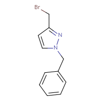 Chemical structure of 1-benzyl-3-(bromomethyl)-1H-pyrazole - CSSB00011099866