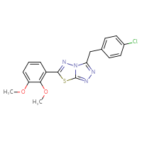 Chemical structure of 3-[(4-chlorophenyl)methyl]-6-(2,3-dimethoxyphenyl)-[1,2,4]triazolo[3,4-b][1,3,4]thiadiazole - CSSB00121633060