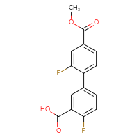 Chemical structure of 2',4-difluoro-4'-(methoxycarbonyl)-[1,1'-biphenyl]-3-carboxylic acid - CSSB00150702434