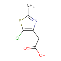 Chemical structure of 2-(5-chloro-2-methyl-1,3-thiazol-4-yl)acetic acid - CSSB00021613790