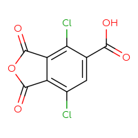 Chemical structure of 4,7-dichloro-1,3-dioxo-1,3-dihydro-2-benzofuran-5-carboxylic acid - CSSB00020646483