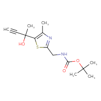 Chemical structure of tert-butyl N-{[5-(2-hydroxybut-3-yn-2-yl)-4-methyl-1,3-thiazol-2-yl]methyl}carbamate - CSSB07097424707