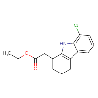 Chemical structure of ethyl 2-(8-chloro-2,3,4,9-tetrahydro-1H-carbazol-1-yl)acetate - CSSB00025791210
