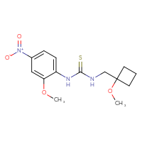 Chemical structure of 1-(2-methoxy-4-nitrophenyl)-3-[(1-methoxycyclobutyl)methyl]thiourea - CSSB06985965541
