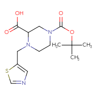Chemical structure of 4-[(tert-butoxy)carbonyl]-1-[(1,3-thiazol-5-yl)methyl]piperazine-2-carboxylic acid - CSSB00010772029