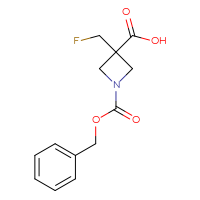 Chemical structure of 1-[(benzyloxy)carbonyl]-3-(fluoromethyl)azetidine-3-carboxylic acid - CSSB06641420159
