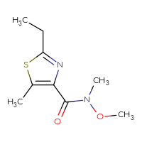 Chemical structure of 2-ethyl-N-methoxy-N,5-dimethyl-1,3-thiazole-4-carboxamide - CSSB14858067289