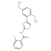 Chemical structure of N-[4-(2,5-dimethoxyphenyl)-1,3-thiazol-2-yl]-2-iodobenzamide - CSSB00107915540