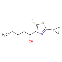 Chemical structure of 1-(5-bromo-2-cyclopropyl-1,3-thiazol-4-yl)pentan-1-ol - CSSB20647517201