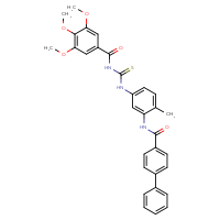Chemical structure of N-[2-methyl-5-({[(3,4,5-trimethoxyphenyl)formamido]methanethioyl}amino)phenyl]-[1,1'-biphenyl]-4-carboxamide - CSSB00160875249