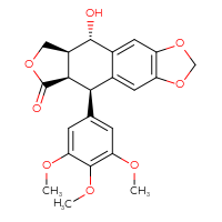 Chemical structure of (10R,11R,15S,16S)-16-hydroxy-10-(3,4,5-trimethoxyphenyl)-4,6,13-trioxatetracyclo[7.7.0.0³,⁷.0¹¹,¹⁵]hexadeca-1,3(7),8-trien-12-one - CSSB03436517529