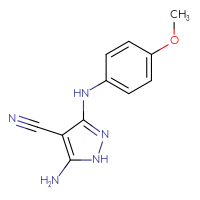 Chemical structure of 5-amino-3-[(4-methoxyphenyl)amino]-1H-pyrazole-4-carbonitrile - CSSB00000701944