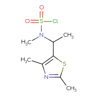 Chemical structure of N-[1-(2,4-dimethyl-1,3-thiazol-5-yl)ethyl]-N-methylsulfamoyl chloride - CSSB06259322356