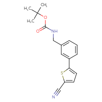 Chemical structure of tert-butyl N-{[3-(5-cyanothiophen-2-yl)phenyl]methyl}carbamate - CSSB02102866191