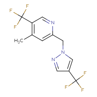 Chemical structure of 4-methyl-5-(trifluoromethyl)-2-{[4-(trifluoromethyl)-1H-pyrazol-1-yl]methyl}pyridine - CSSB21332108143