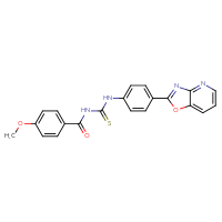 Chemical structure of 3-(4-methoxybenzoyl)-1-(4-{[1,3]oxazolo[4,5-b]pyridin-2-yl}phenyl)thiourea - CSSB00121706265