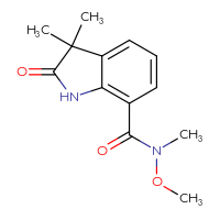 Chemical structure of N-methoxy-N,3,3-trimethyl-2-oxo-2,3-dihydro-1H-indole-7-carboxamide - CSSB21151592112
