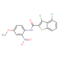 Chemical structure of 3,4-dichloro-N-(4-methoxy-2-nitrophenyl)-1-benzothiophene-2-carboxamide - CSSB00046117596