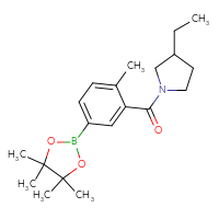 Chemical structure of 3-ethyl-1-[2-methyl-5-(4,4,5,5-tetramethyl-1,3,2-dioxaborolan-2-yl)benzoyl]pyrrolidine - CSSB02533253559