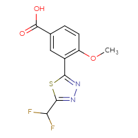 Chemical structure of 3-[5-(difluoromethyl)-1,3,4-thiadiazol-2-yl]-4-methoxybenzoic acid - CSSB20779731816