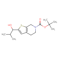 Chemical structure of tert-butyl 2-(1-hydroxy-2-methylpropyl)-4H,5H,6H,7H-thieno[2,3-c]pyridine-6-carboxylate - CSSB15005889590