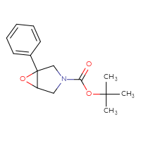 Chemical structure of tert-butyl 1-phenyl-6-oxa-3-azabicyclo[3.1.0]hexane-3-carboxylate - CSSB00025784504