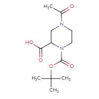 Chemical structure of 4-acetyl-1-[(tert-butoxy)carbonyl]piperazine-2-carboxylic acid - CSSB00010292446