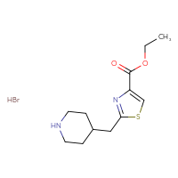Chemical structure of ethyl 2-[(piperidin-4-yl)methyl]-1,3-thiazole-4-carboxylate hydrobromide - CSSB00025785113