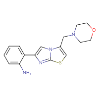 Chemical structure of 2-{3-[(morpholin-4-yl)methyl]imidazo[2,1-b][1,3]thiazol-6-yl}aniline - CSSB00103168640