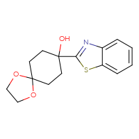 Chemical structure of 8-(1,3-benzothiazol-2-yl)-1,4-dioxaspiro[4.5]decan-8-ol - CSSB00112610577