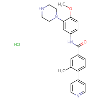 Chemical structure of N-[4-methoxy-3-(piperazin-1-yl)phenyl]-3-methyl-4-(pyridin-4-yl)benzamide hydrochloride - CSSB06354213933