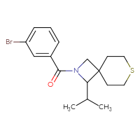 Chemical structure of 2-(3-bromobenzoyl)-1-(propan-2-yl)-7-thia-2-azaspiro[3.5]nonane - CSSB01183391651