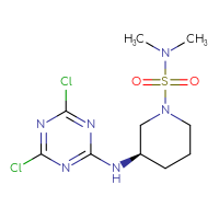 Chemical structure of (3R)-3-[(4,6-dichloro-1,3,5-triazin-2-yl)amino]-N,N-dimethylpiperidine-1-sulfonamide - CSSB21332127192