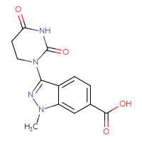 Chemical structure of 3-(2,4-dioxo-1,3-diazinan-1-yl)-1-methyl-1H-indazole-6-carboxylic acid - CSSB20519748884