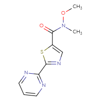Chemical structure of N-methoxy-N-methyl-2-(pyrimidin-2-yl)-1,3-thiazole-5-carboxamide - CSSB01997797917
