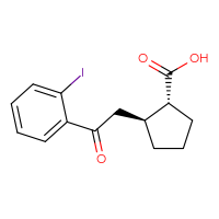 Chemical structure of (1R,2S)-2-[2-(2-iodophenyl)-2-oxoethyl]cyclopentane-1-carboxylic acid - CSSB00025752124