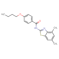 Chemical structure of 4-butoxy-N-(4,6-dimethyl-1,3-benzothiazol-2-yl)benzamide - CSSB00121686775