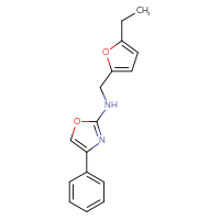 Chemical structure of N-[(5-ethylfuran-2-yl)methyl]-4-phenyl-1,3-oxazol-2-amine - CSSB15200474403