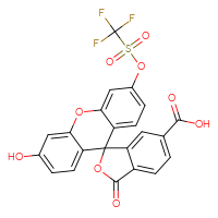 Chemical structure of 3'-hydroxy-3-oxo-6'-(trifluoromethanesulfonyloxy)-3H-spiro[2-benzofuran-1,9'-xanthene]-6-carboxylic acid - CSSB00121571863