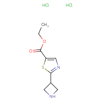 Chemical structure of ethyl 2-(azetidin-3-yl)-1,3-thiazole-5-carboxylate dihydrochloride - CSSB21043403514