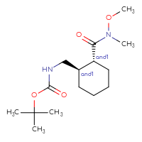Chemical structure of rac-tert-butyl N-{[(1R,2R)-2-[methoxy(methyl)carbamoyl]cyclohexyl]methyl}carbamate - CSSB20453657956