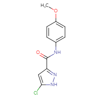 Chemical structure of 5-chloro-N-(4-methoxyphenyl)-1H-pyrazole-3-carboxamide - CSSB06454692543