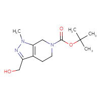 Chemical structure of tert-butyl 3-(hydroxymethyl)-1-methyl-1H,4H,5H,6H,7H-pyrazolo[3,4-c]pyridine-6-carboxylate - CSSB00010258859