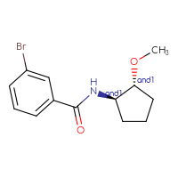 Chemical structure of rac-3-bromo-N-[(1R,2R)-2-methoxycyclopentyl]benzamide - CSSB02150399604