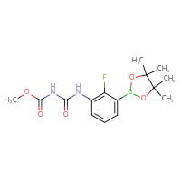 Chemical structure of methyl N-{[2-fluoro-3-(4,4,5,5-tetramethyl-1,3,2-dioxaborolan-2-yl)phenyl]carbamoyl}carbamate - CSSB21246320638