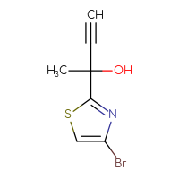 Chemical structure of 2-(4-bromo-1,3-thiazol-2-yl)but-3-yn-2-ol - CSSB20843379114