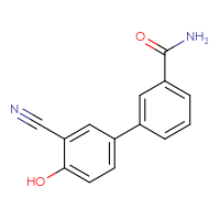 Chemical structure of 3'-cyano-4'-hydroxy-[1,1'-biphenyl]-3-carboxamide - CSSB00150705089