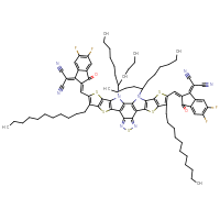 Chemical structure of 2-[(2Z)-2-[(23-{[(2Z)-1-(dicyanomethylidene)-5,6-difluoro-3-oxo-2,3-dihydro-1H-inden-2-ylidene]methyl}-3,27-bis(undecan-5-yl)-8,22-diundecyl-6,10,15,20,24-pentathia-3,14,16,27-tetraazaoctacyclo[16.9.0.0²,¹².0⁴,¹¹.0⁵,⁹.0¹³,¹⁷.0¹⁹,²⁶.0²¹,²⁵]heptacosa-1(18),2(12),4(11),5(9),7,13,16,19(26),21(25),22-decaen-7-yl)methylidene]-5,6-difluoro-3-oxo-2,3-dihydro-1H-inden-1-ylidene]propanedinitrile - CSSB14855344566